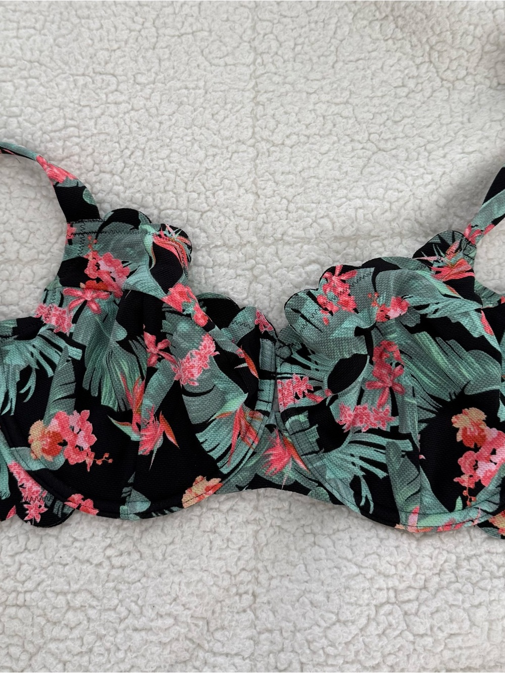 Victoria's Secret Black Tropical Floral Underwire Bodysuit Top